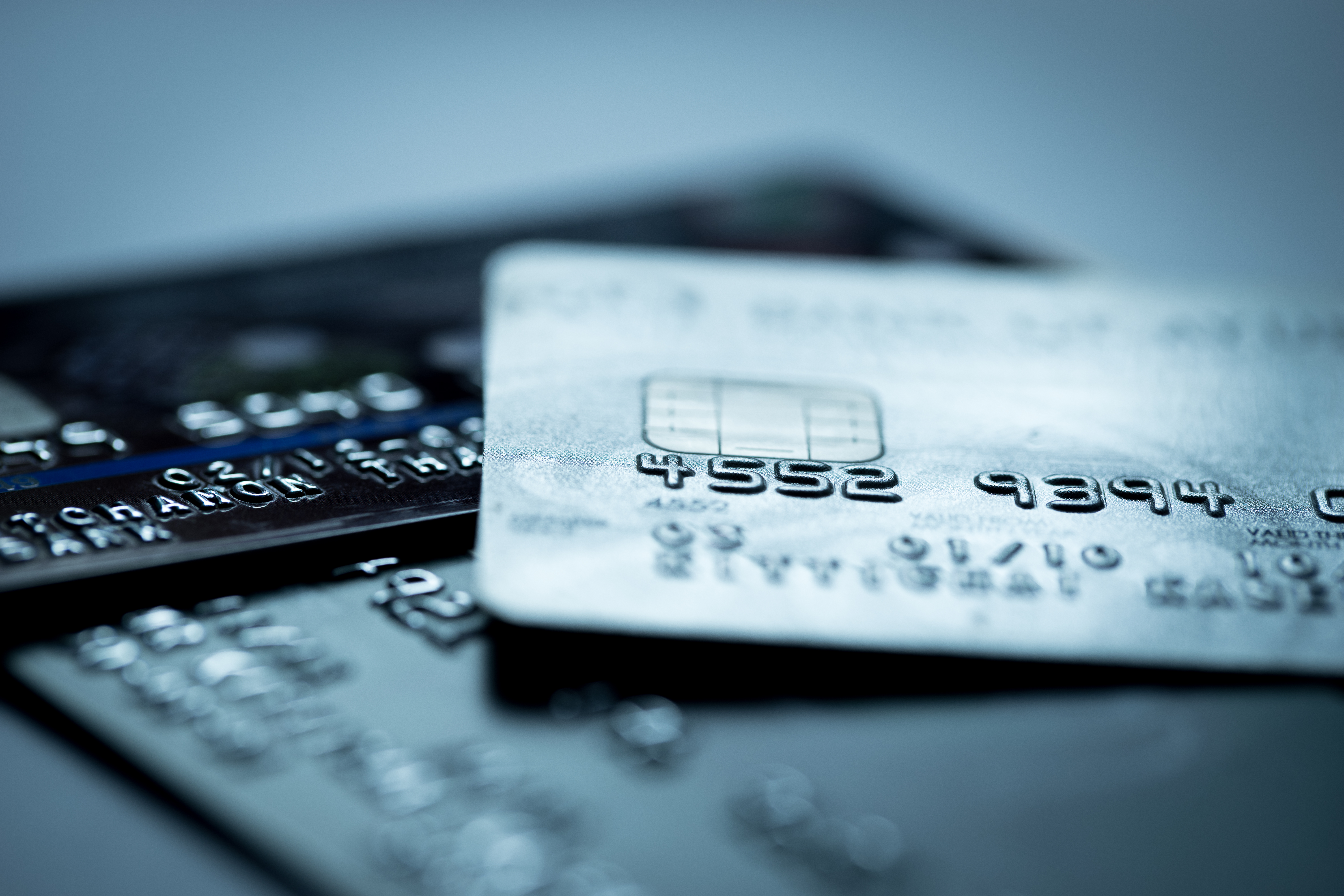 Close up images of a small stack of credit cards.